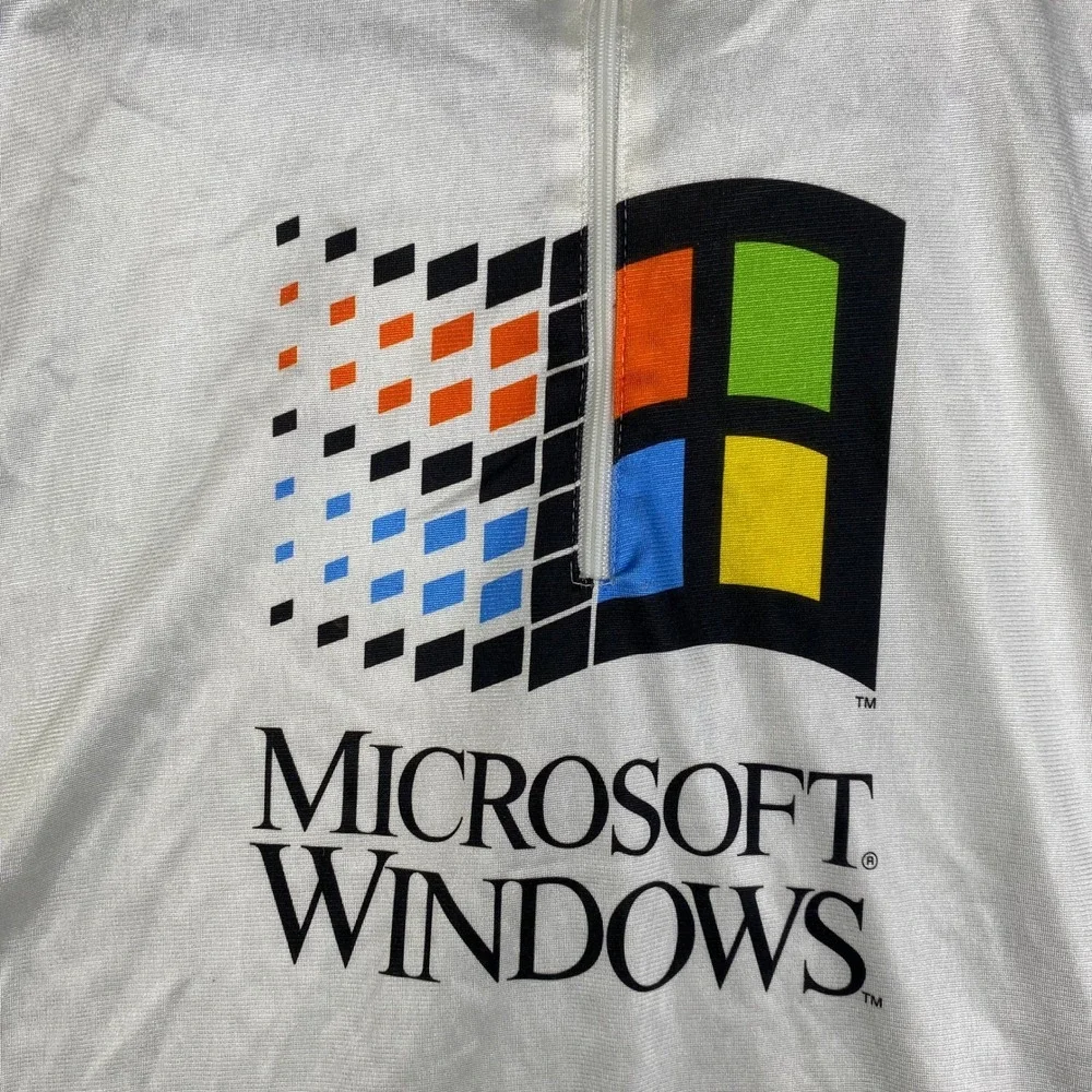 Vintage Microsoft Windows Cycling Jersey Blik Mens Medium White Tech Promo 90s